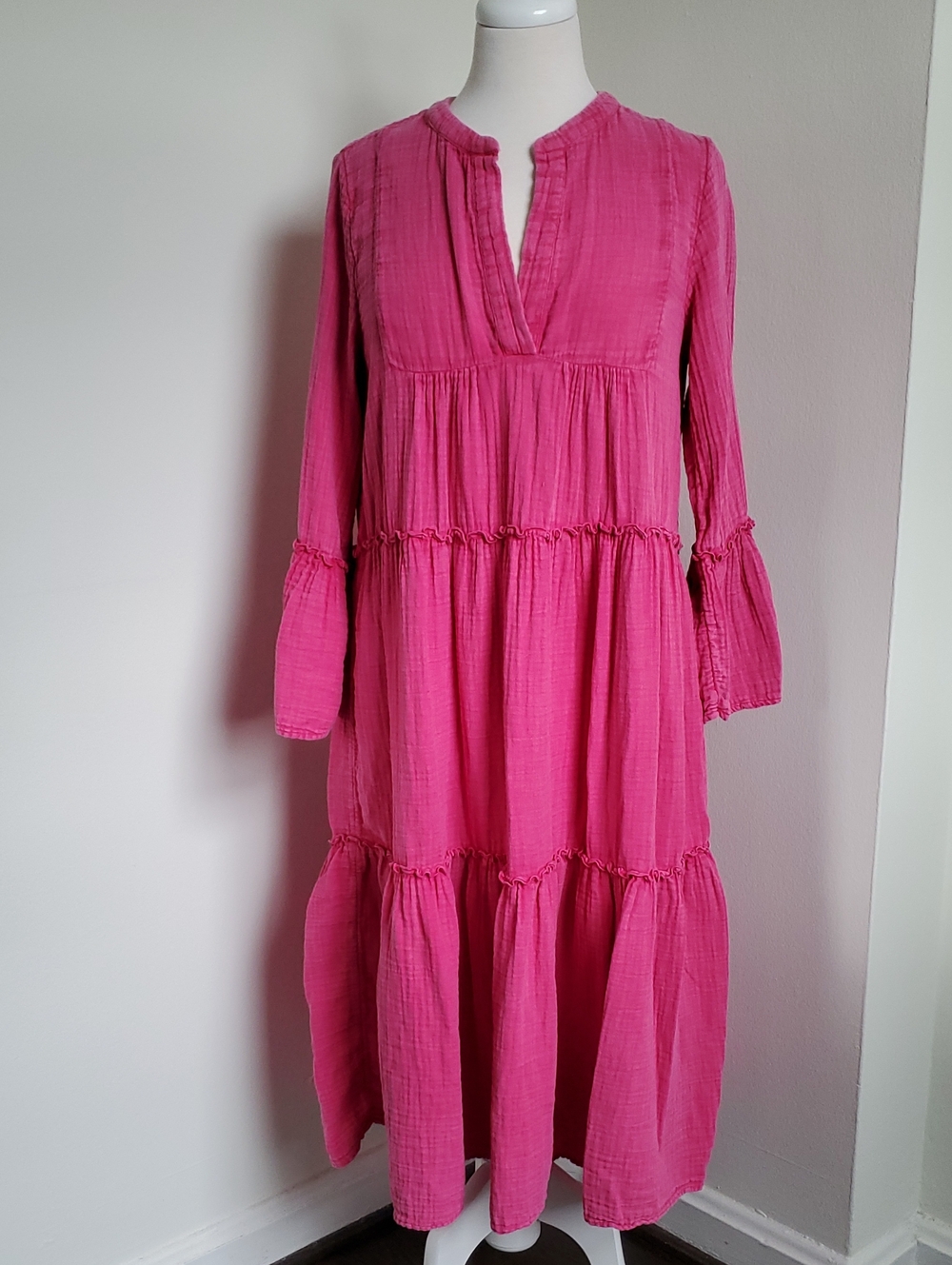 Faherty Organic Cotton Gauze "Vida" Midi Dress In Granita Pink Size Medium